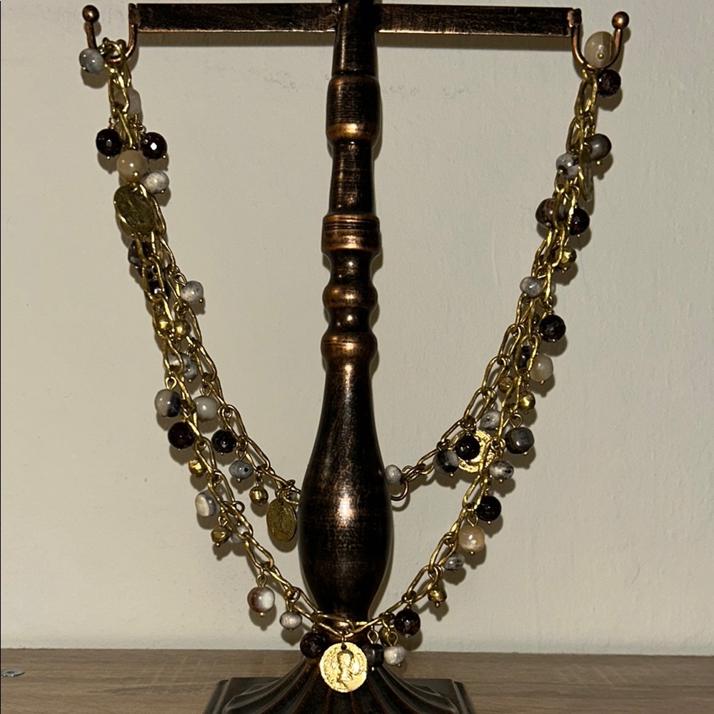Ashley Pittman Necklace Bronze Coin AP Kenya Kito Charms with Gemstone Beads